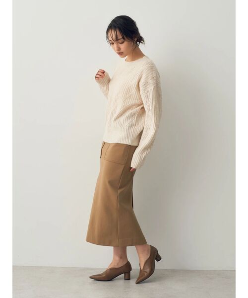 YECCA VECCA（イェッカヴェッカ）の「ダイヤ柄ケーブル編みニット（ニット/セーター・レディース・パープル/グレー/アイボリー・FREE）」の12枚目の写真