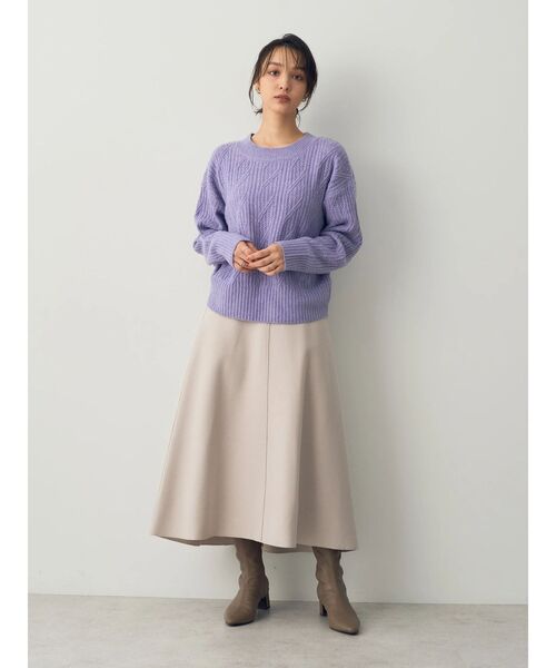 YECCA VECCA（イェッカヴェッカ）の「ダイヤ柄ケーブル編みニット（ニット/セーター・レディース・パープル/グレー/アイボリー・FREE）」の19枚目の写真