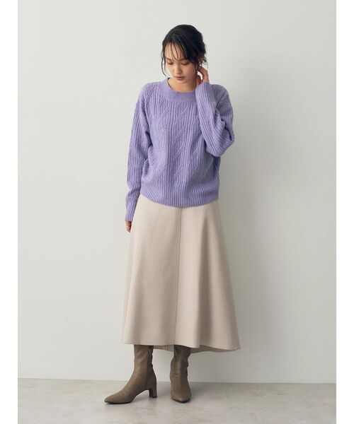 YECCA VECCA（イェッカヴェッカ）の「ダイヤ柄ケーブル編みニット（ニット/セーター・レディース・パープル/グレー/アイボリー・FREE）」の20枚目の写真