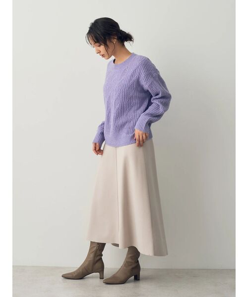 YECCA VECCA（イェッカヴェッカ）の「ダイヤ柄ケーブル編みニット（ニット/セーター・レディース・パープル/グレー/アイボリー・FREE）」の21枚目の写真