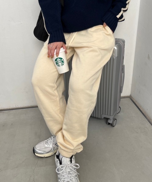 nemne store(ネンネストア)の「【低身長サイズあり】裏起毛スウェットパンツ(スウェットパンツ・レディース・クリーム/杢グレー・SMALL/MEDIUM)」の1枚目の写真