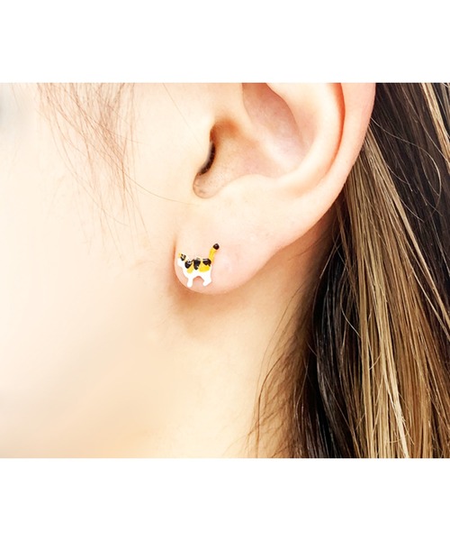 GGD SELECT（ジージーディー　セレクト）の「ミニ猫エポ塗装ピアス[ナツコ・グレース]（ピアス（両耳用）・レディース・ブラック/ブラウン/アイボリー・FREE）」の7枚目の写真