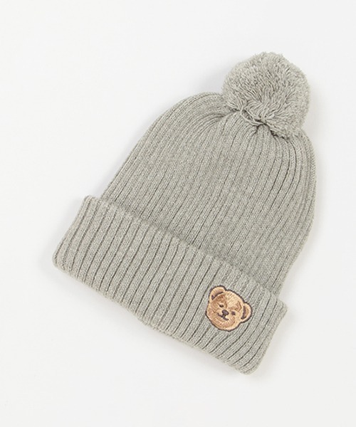 petit main（プティマイン）の「くま刺しゅうニットキャップ（キャップ・キッズ・グレー/ブラック/アイボリー・54cm/52cm/50cm）」の3枚目の写真