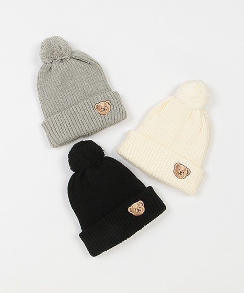 petit main（プティマイン）の「くま刺しゅうニットキャップ（キャップ・キッズ・グレー/ブラック/アイボリー・54cm/52cm/50cm）」の4枚目の写真