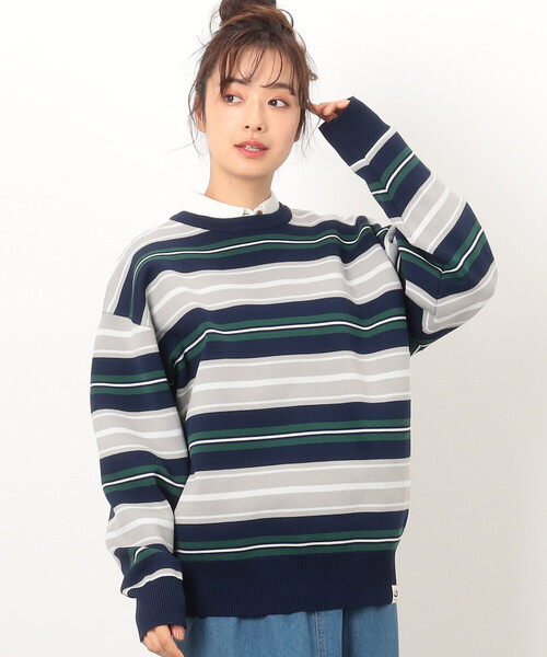 ONIGIRI(オニギリ)の「ボーダーニット プルオーバー(ニット/セーター・レディース・ネイビー/ベージュ・FREE)」の6枚目の写真