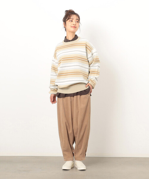 ONIGIRI(オニギリ)の「ボーダーニット プルオーバー(ニット/セーター・レディース・ネイビー/ベージュ・FREE)」の7枚目の写真