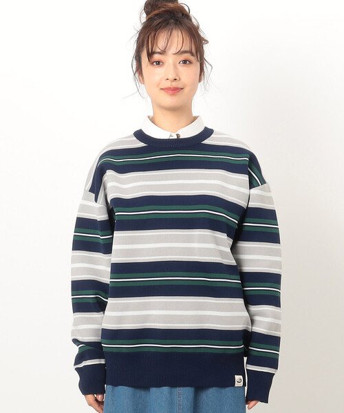 ONIGIRI(オニギリ)の「ボーダーニット プルオーバー(ニット/セーター・レディース・ネイビー/ベージュ・FREE)」の10枚目の写真
