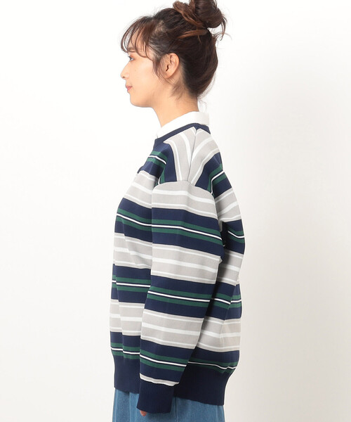 ONIGIRI(オニギリ)の「ボーダーニット プルオーバー(ニット/セーター・レディース・ネイビー/ベージュ・FREE)」の11枚目の写真