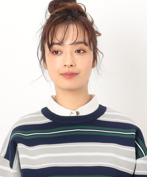 ONIGIRI(オニギリ)の「ボーダーニット プルオーバー(ニット/セーター・レディース・ネイビー/ベージュ・FREE)」の13枚目の写真