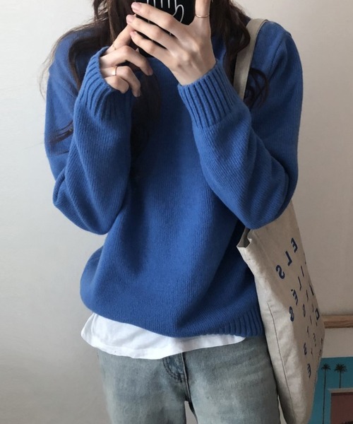 Doula Doula(ドゥーラドゥーラ)の「クルーネックニット(ニット/セーター・レディース・ブルー/グリーン/ブラック/ピンク/ベージュ/オレンジ/ホワイト・FREE)」の14枚目の写真