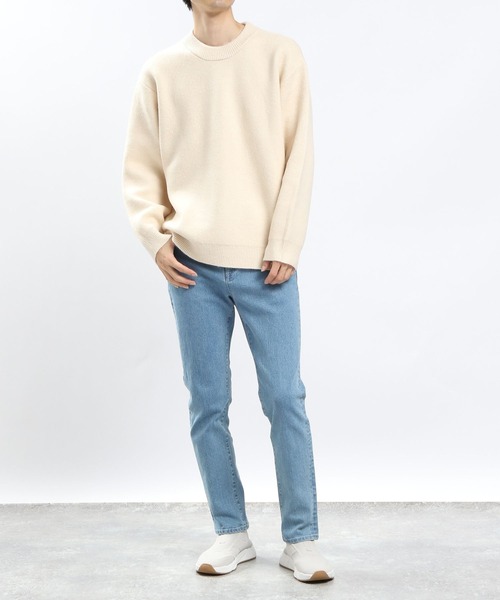 GLOBAL WORK Smile Seed Store（グローバルワーク スマイルシードストア）の「ストレッチブークレプルオーバーアソート/907905（ニット/セーター・メンズ・サックスブルー/アイボリー/ホワイト系その他4/ブラック・X-LARGE/SMALL/LARGE/MEDIUM）」の12枚目の写真