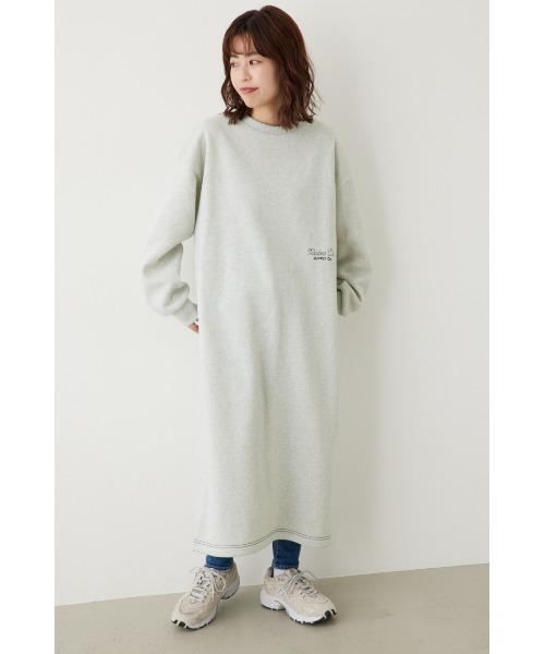 RODEO CROWNS WIDE BOWL（ロデオクラウンズワイドボウル）の「RCSカラーステッチL/Sワンピース（ワンピース・レディース・ライトカーキ/グレー×ホワイト/ブラック/ネイビー系1・FREE）」の8枚目の写真