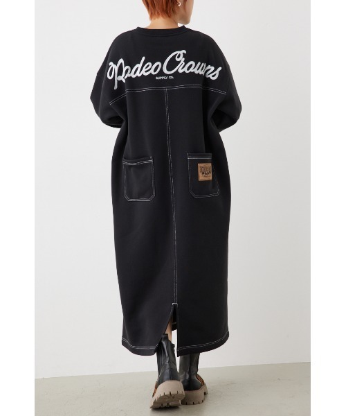 RODEO CROWNS WIDE BOWL（ロデオクラウンズワイドボウル）の「RCSカラーステッチL/Sワンピース（ワンピース・レディース・ライトカーキ/グレー×ホワイト/ブラック/ネイビー系1・FREE）」の10枚目の写真