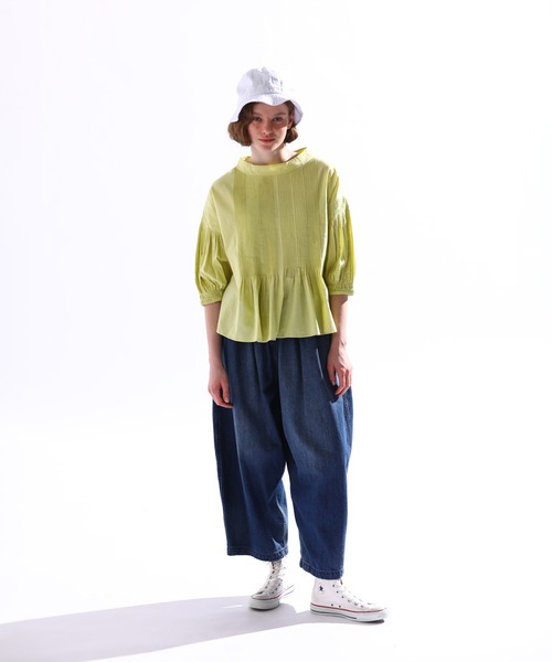 Kelen(ケレン)の「「KELEN/ケレン」ピンタックデザインカラーブラウス(シャツ/ブラウス・レディース・ブラック/イエロー/オフホワイト・M/S)」の4枚目の写真