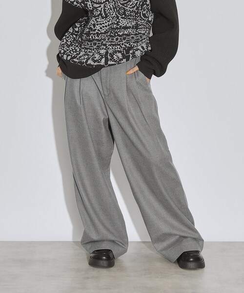 tk.TAKEO KIKUCHI（ティーケータケオキクチ）の「◆エクストラワイドスラックス（その他パンツ・レディース・グレー系4/ブラック・66）」の2枚目の写真