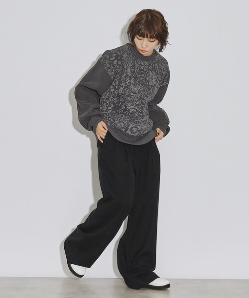 tk.TAKEO KIKUCHI（ティーケータケオキクチ）の「◆エクストラワイドスラックス（その他パンツ・レディース・グレー系4/ブラック・66）」の15枚目の写真