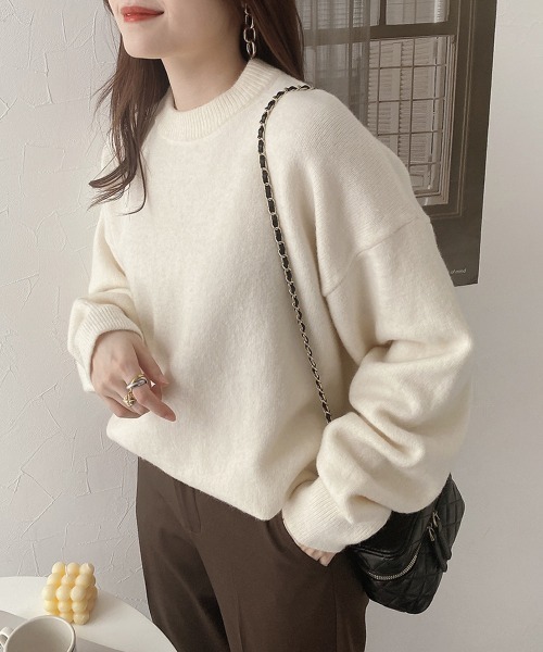 nissen（ニッセン）の「オーバーサイズシャギーニット（ニット/セーター・レディース・ピンク/アイボリー・L-XL/S-M）」の12枚目の写真