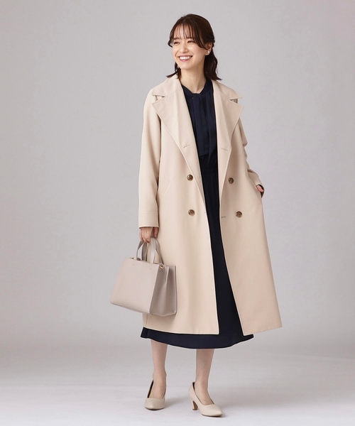 DRESKIP（ドレスキップ）の「◆【防花粉/撥水】ベーシック Aライン トレンチコート【CIRCRIC】（トレンチコート・レディース・ブラック/ライトグリーン/ライトベージュ・02/03/04）」の4枚目の写真