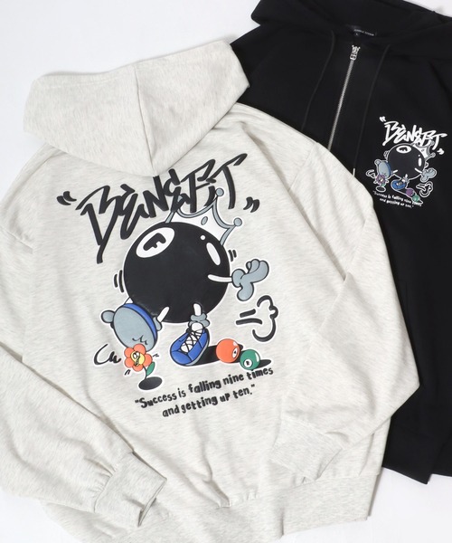 SITRY(シトリー)の「Foam Print Sweat Hoodie/発泡バックプリント オーバーサイズ 裏毛 スウェット フーディー フルジップパーカー(パーカー・メンズ・ブラック/アッシュグレー・M/L)」の1枚目の写真