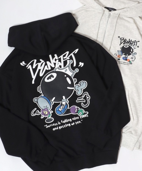 SITRY(シトリー)の「Foam Print Sweat Hoodie/発泡バックプリント オーバーサイズ 裏毛 スウェット フーディー フルジップパーカー(パーカー・メンズ・ブラック/アッシュグレー・M/L)」の2枚目の写真