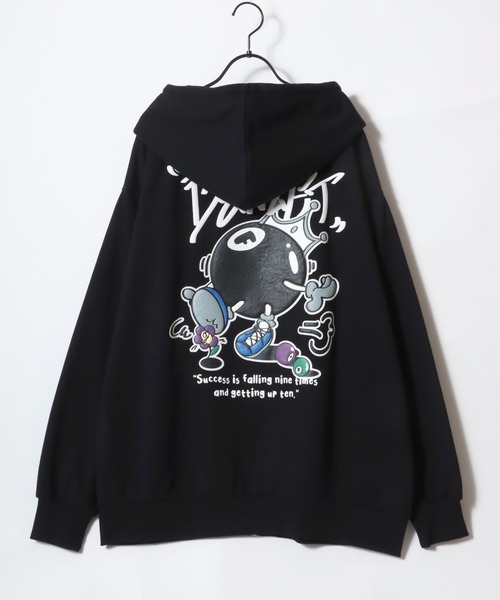 SITRY(シトリー)の「Foam Print Sweat Hoodie/発泡バックプリント オーバーサイズ 裏毛 スウェット フーディー フルジップパーカー(パーカー・メンズ・ブラック/アッシュグレー・M/L)」の4枚目の写真