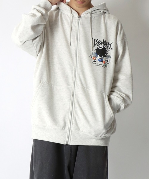 SITRY(シトリー)の「Foam Print Sweat Hoodie/発泡バックプリント オーバーサイズ 裏毛 スウェット フーディー フルジップパーカー(パーカー・メンズ・ブラック/アッシュグレー・M/L)」の19枚目の写真