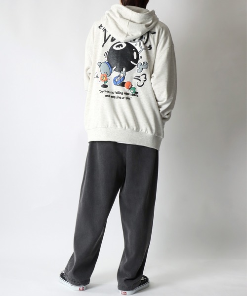 SITRY(シトリー)の「Foam Print Sweat Hoodie/発泡バックプリント オーバーサイズ 裏毛 スウェット フーディー フルジップパーカー(パーカー・メンズ・ブラック/アッシュグレー・M/L)」の20枚目の写真