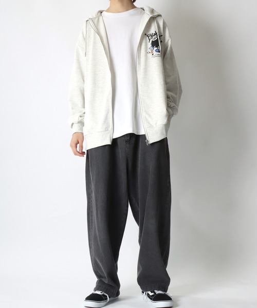 SITRY(シトリー)の「Foam Print Sweat Hoodie/発泡バックプリント オーバーサイズ 裏毛 スウェット フーディー フルジップパーカー(パーカー・メンズ・ブラック/アッシュグレー・M/L)」の21枚目の写真