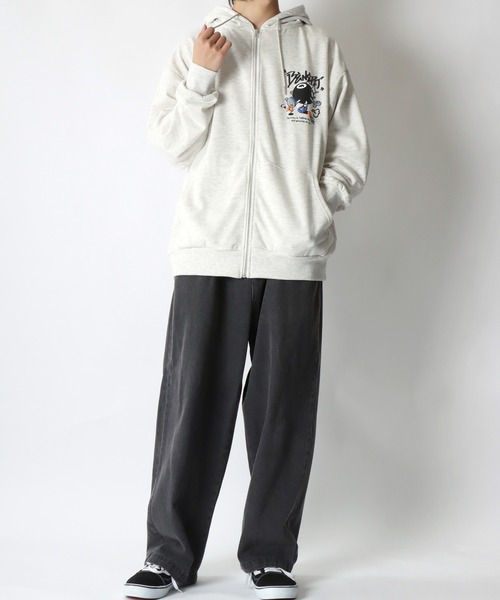 SITRY(シトリー)の「Foam Print Sweat Hoodie/発泡バックプリント オーバーサイズ 裏毛 スウェット フーディー フルジップパーカー(パーカー・メンズ・ブラック/アッシュグレー・M/L)」の22枚目の写真