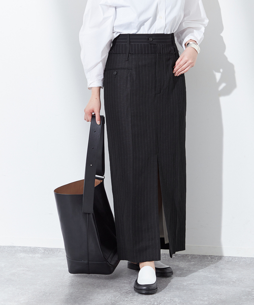 JANE SMITH / JOHN SMITH(ジェーンスミスジョンスミス)の「【JANE SMITH/ジェーンスミス】RAYON LINEN COMBINATION SK:スカート(スカート・レディース・ブラック/ベージュ・38/36)」の2枚目の写真