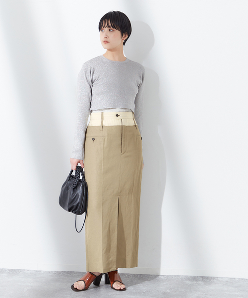 JANE SMITH / JOHN SMITH(ジェーンスミスジョンスミス)の「【JANE SMITH/ジェーンスミス】RAYON LINEN COMBINATION SK:スカート(スカート・レディース・ブラック/ベージュ・38/36)」の7枚目の写真
