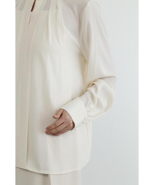 JILL STUART（ジルスチュアート）の「◆フロントタックジョーゼットブラウス（シャツ/ブラウス・レディース・ホワイト/ブラック・MEDIUM/SMALL）」の7枚目の写真