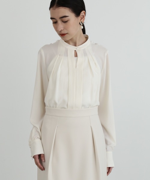 JILL STUART（ジルスチュアート）の「◆フロントタックジョーゼットブラウス（シャツ/ブラウス・レディース・ホワイト/ブラック・MEDIUM/SMALL）」の2枚目の写真