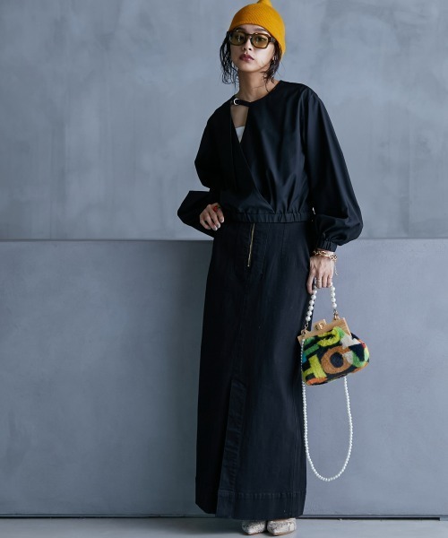 GEVS.(ジェイヴィス)の「<大きいサイズ> クロップド丈デザインブラウス GEVS.(シャツ/ブラウス・レディース・ブラック/グリーン・3L/4L/5L/L/LL)」の12枚目の写真