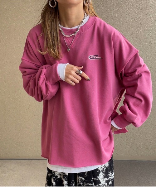 feepur by saya（フェピュールバイサヤ）の「AMB刺繍ロゴスウェット（スウェット・レディース・ピンク/オフホワイト/パープル/オートミール・MEDIUM）」の4枚目の写真
