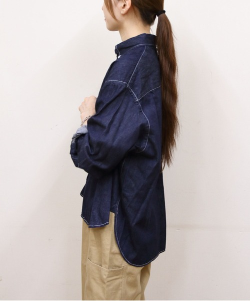 GYMPHLEX（ジムフレックス）の「GYMPHLEX/ジムフレックス　ショートデニム ボタンダウンシャツ　SHORT DENIM B.D. SHIRT　GY-B0198 SDM（シャツ/ブラウス・レディース・ライトインディゴブルー/インディゴブルー・14）」の20枚目の写真