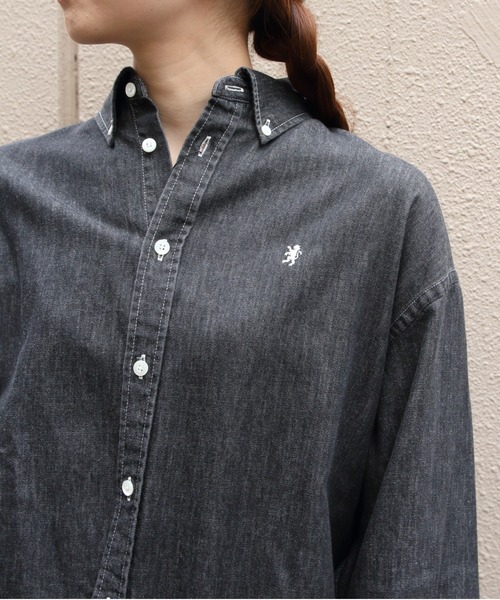GYMPHLEX(ジムフレックス)の「GYMPHLEX/ジムフレックス ショートデニム ボタンダウンシャツ SHORT DENIM B.D. SHIRT GY-B0198 SDM(シャツ/ブラウス・レディース・ライトインディゴブルー/インディゴブルー/ブラック・14)」の4枚目の写真
