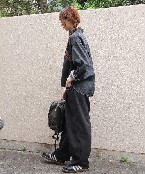 GYMPHLEX(ジムフレックス)の「GYMPHLEX/ジムフレックス ショートデニム ボタンダウンシャツ SHORT DENIM B.D. SHIRT GY-B0198 SDM(シャツ/ブラウス・レディース・ライトインディゴブルー/インディゴブルー/ブラック・14)」の9枚目の写真