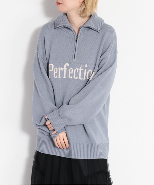 セール】ハーフジップ コットンジャガードロゴニット（ニット/セーター
