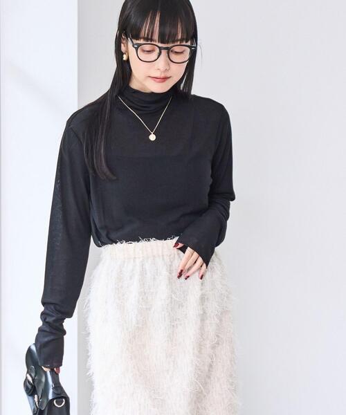 coen（コーエン）の「メローリブシアータートル（Tシャツ/カットソー・レディース・ブラック/コバルトブルー/オフホワイト・M/L）」の6枚目の写真