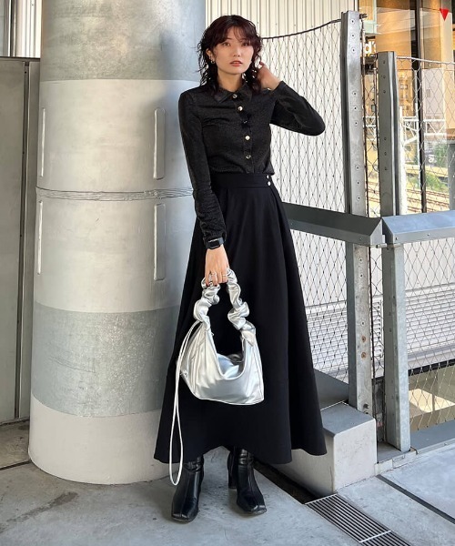 LVEU.（ラブユ.）の「【LVEU.】ギャザースクエアバッグ /  バッグ 鞄 BAG ハンドバッグ スクエア ギャザー ワンショルダー シルバー ショルダー くしゅくしゅ（ハンドバッグ・レディース・アイボリー/ブラック/シルバー・FREE）」の14枚目の写真