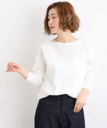 ◆ハイツイストコットン混ボートネックプルオーバー