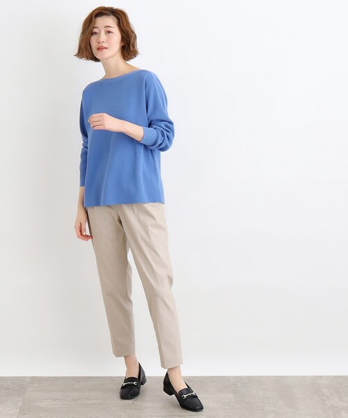 grove（グローブ）の「◆ハイツイストコットン混ボートネックプルオーバー（ニット/セーター・レディース・オフホワイト/ブルー/ホワイト系5・01/02/03/04/05）」の6枚目の写真