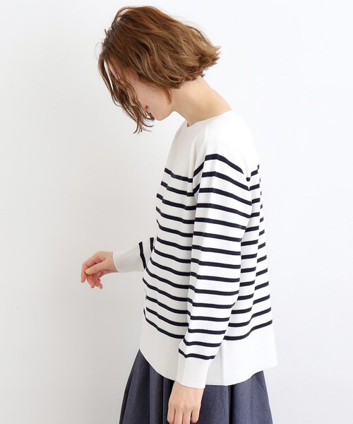 grove（グローブ）の「◆ハイツイストコットン混ボートネックプルオーバー（ニット/セーター・レディース・オフホワイト/ブルー/ホワイト系5・01/02/03/04/05）」の10枚目の写真