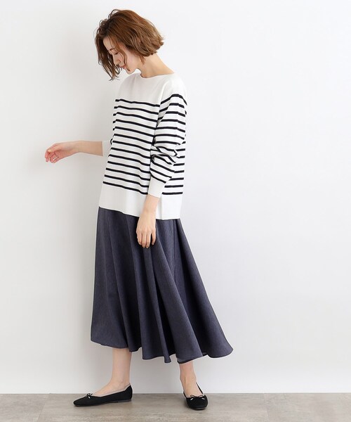 grove（グローブ）の「◆ハイツイストコットン混ボートネックプルオーバー（ニット/セーター・レディース・オフホワイト/ブルー/ホワイト系5・01/02/03/04/05）」の12枚目の写真