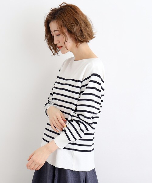 grove（グローブ）の「◆ハイツイストコットン混ボートネックプルオーバー（ニット/セーター・レディース・オフホワイト/ブルー/ホワイト系5・01/02/03/04/05）」の19枚目の写真