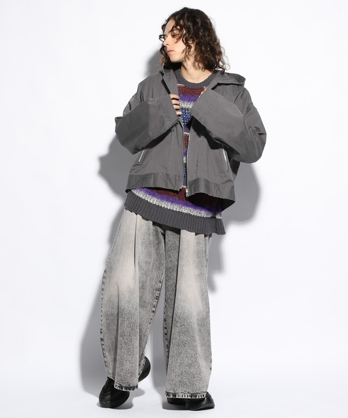 HARE（ハレ）の「MIXヤーンボーダーニット(HARE)（ニット/セーター・メンズ・ブラック/パープル・FREE）」の5枚目の写真