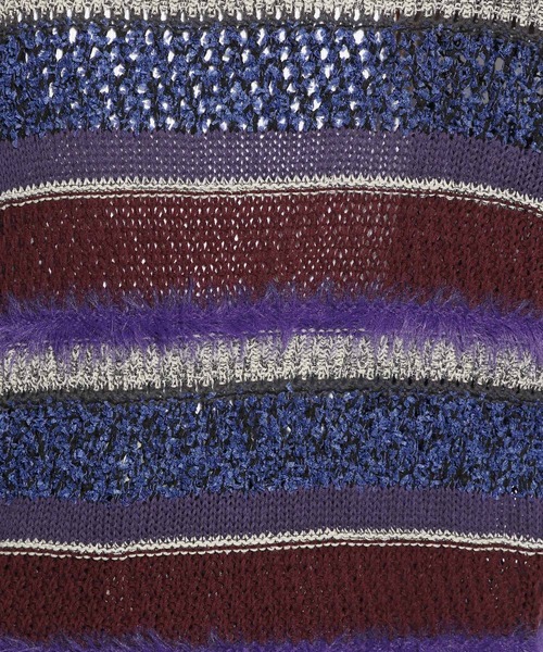 HARE（ハレ）の「MIXヤーンボーダーニット(HARE)（ニット/セーター・メンズ・ブラック/パープル・FREE）」の16枚目の写真