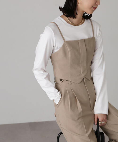 FREE'S MART(フリーズマート)の「気流染めフロントジップビスチェ(ベスト・レディース・ライトグリーン/グレー/ベージュ/ホワイト・FREE)」の1枚目の写真