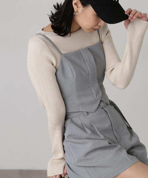 FREE'S MART(フリーズマート)の「気流染めフロントジップビスチェ(ベスト・レディース・ライトグリーン/グレー/ベージュ/ホワイト・FREE)」の3枚目の写真